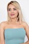 Women's Mint Green Corded Strapless Crop Bustier Casual & Stylish Top Stretchy Fabric - 5