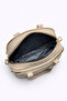 Women's Beige Leather Multi-Compartment Column Strap Hand and Shoulder Use Zippered Daily Crossbody Bag - 4