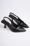 Angelica Women's Black Crinkled Patent Leather Heeled Shoes - 5