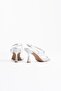 Women's Silver Heeled Sandals Tr02My01B - 6