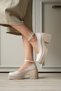 Women's Beige Patent Leather Ankle Boots Casual Shoes Tr06Ms01B - 5