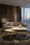Modern Ceramic Nesting Coffee Table Set with Gold Metal Frame – Round Marble Look Tables 70 & 50 cm - 2