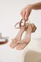Thick Heeled Stone Women's Nude Sandals Tr20My12D - 4