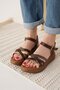Bitter Brown Gold Detailed Genuine Leather Sandals Tr31My55E - 5