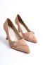 Women's Nude Satin Heeled Shoes Tr08Ms25D - 2