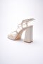 Women's Beige Heeled Sandals Tr12My02C - 7