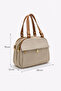 Women's Beige-Tan Buzzy Leather Multi-Compartment Column Strap Hand and Shoulder Zippered Daily Crossbody Bag - 5