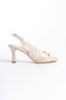 Women's Beige Patent Leather Detailed Heeled Sandals Tr13My01B - 2