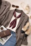 Mürdüm Gold Buckled Thin Scarf - 2