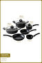 Melcor 9 Piece Granite Cookware Set with Glass Lids Gray - 2