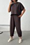 Women's Bitter Brown t Sleeve Stretch Fabric Tracksuit Set Nj19 - 6