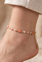 Caprea Brass 22 Cm+ 5 cm Red Floral Anklet Tarnish-Free Women's Colorful Anklet - 6