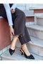 Black Wrinkled Leather (Bow) Bow Detail Women's Stiletto - 6