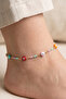 Ysx Brass 22 Cm+5 cm Colorful Evil Eye Anklet Non-Tarnishing Women's Colorful Anklet