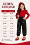 Girls' black leather bow-detail pants, red ruffled-shoulder bodysuit, and headband set. - 8