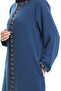 Large Size Honeycomb Fabric Zippered Ferace 6183-02 Indigo - 5