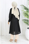 Simple Long Seasonal Black Cardigan 8756-01 Black - 5