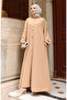 Hooded front button hijab abaya 2173-03 milky coffee - 3