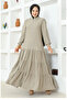 Tiered skirt jessica crepe abaya 0031-05 stone