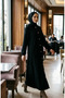 Hooded Full Length Cashmere Coat 0234-04 Black - 2
