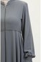 Lace detailed mevlana abaya 5069-05 gray - 4