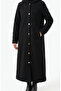 Hooded Full Length Cashmere Coat 0234-04 Black - 5