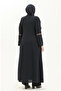 Large size embroidered abaya 5046-02 navy blue - 5