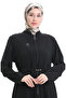Large Size Sleeve Pleated Lace up Ferace 6194-02 Black - 3