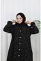 Patterned Hooded stamp cap 0187a-01 black beige - 2