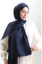 Long Fringed Viscose Shawl 70331-22 Navy Blue - 2