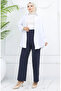 Wide leg trousers 4001-02 navy blue - 2