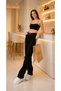 Cayla Black Lycra Super High Waist Loose Jeans Palazzo Trousers. (Super High.) Wide Leg. - 3