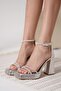 Women's Silver Heeled Sandals Tr12My01E
