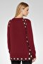 Women Round Neck Long Sleeves Textured Sweater, Maroon - 4