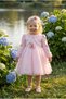 Flower Detailed Evening Dress Baby Girl Child Special Occasion Dress Set with Bolero and Hair Accessory 6-12-18-24 Months 35326Pr
