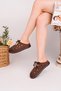 Shammy Suede Leather Perforated Lace-Up Daily Comfortable Closed-Front Women's Slippers - 7