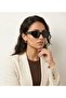 Women's Black Rectangular Sunglasses with Sharp Lines Modern Retro Design Uv400 Protected Bone Frame - 2
