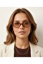 Unisex Brown Oval Sunglasses Retro Vintage Minimal Design Uv400 Protected Bone Frame