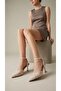 Women's Beige Lace Detailed Ankle Strap Pointed Toe Evening Dress Shoes 9cm Byndprsdan01 - 5