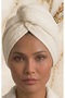 Hair Towel Hair Cap 100% Cotton Drying after Bath, Pool and Sea Cream / Ecru