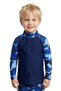 Boys' Blue Camouflage Print Long Sleeve Sun Protection Swim Top - Uv Protection Beachwear