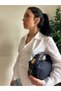 Women's Lilyum Model Lock Detailed Linen Hand & Crossbody Bag