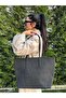 Women's Spring Model Zippered Double Handle Shopper Shoulder Bag