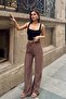 Women's Mink Linen Textured Loose Cut Palazzo Trousers - 5