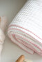 Pink Rabbit Embroidered Muslin Baby Blanket - 90X90 cm - 3