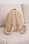 Women's Beige Mini Multi-Compartment Fabric Backpack – Daily Use Bag with Flap Pocket Detail - 2