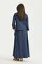 Stitched Detailed Canvas Skirt Shirt Cotton Set Indigo - 4