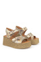 , Women's Genuine Leather Wedge Heel Sandals 161992Z1005 Beige - 3
