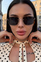 Jeweled Women's Square Black Gold Framed Ultra Light Black Sunglasses with Uv400 Filter