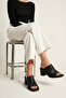 , Women's Genuine Leather Heeled Slippers 161992Z1502 Black